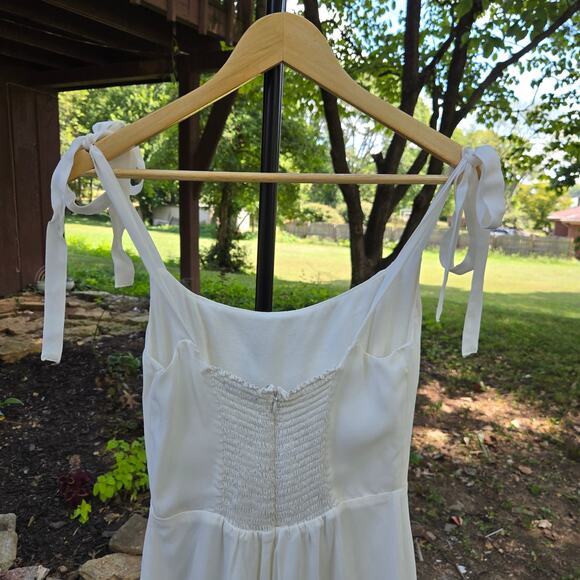 Reformation Coquette Bride Bachelorette Sheer Dainty Romantic White Mini Dress 6 - Picture 7 of 12